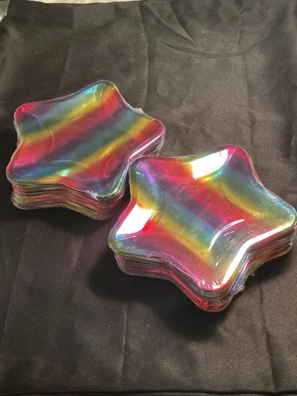 NWT Star-Shaped Rainbow Disposable Party Plates - Multi-Color 5 pack (40 total)